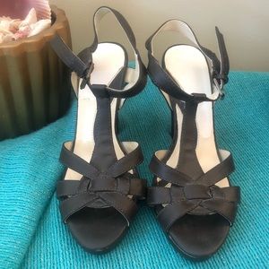 Black strappy casual heels